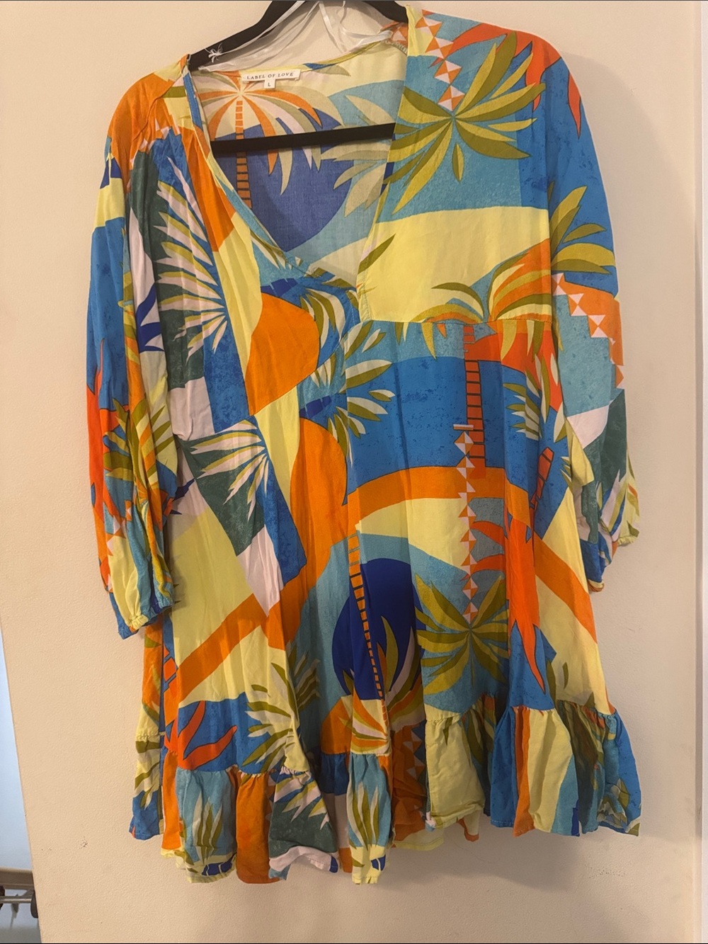 Tropical V-Neck Swim Cover-Up Tunic by A New Day - Multi-Color
